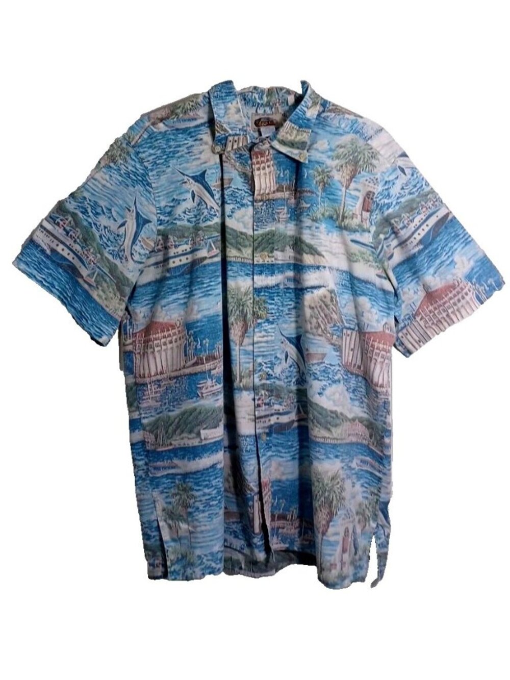 Reyn Spooner Art of Eddy Y VINTAGE Hawaiian Shirt Miss Catalina Marlin Size XXL